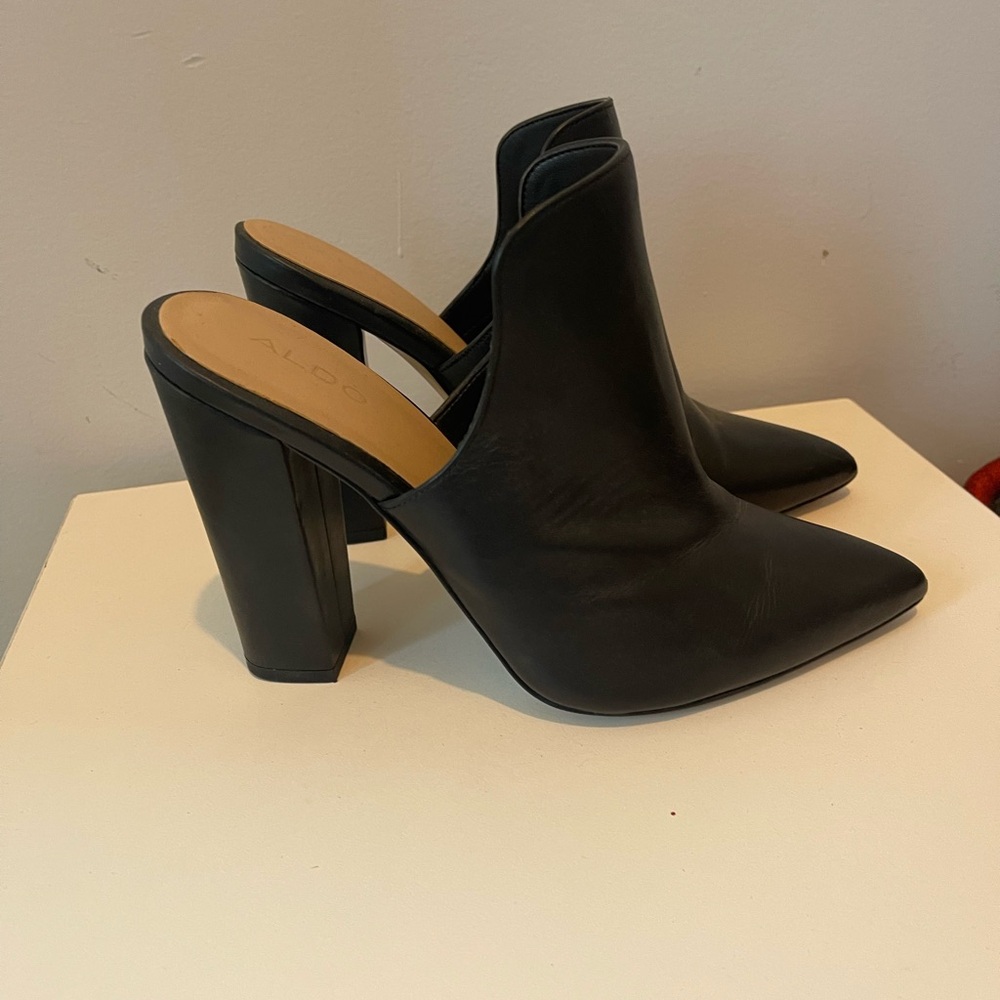 Black open back booties/heel